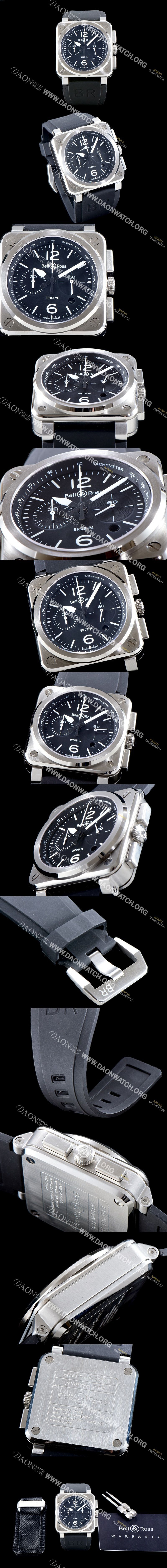 미러급 벨엔로즈 남성용 인스트루먼트 BR 03-94 STEEL 크로노그래프-스틸42mm 블랙 다이얼 오토매틱 무브먼트 BEL4250 Ⅳ