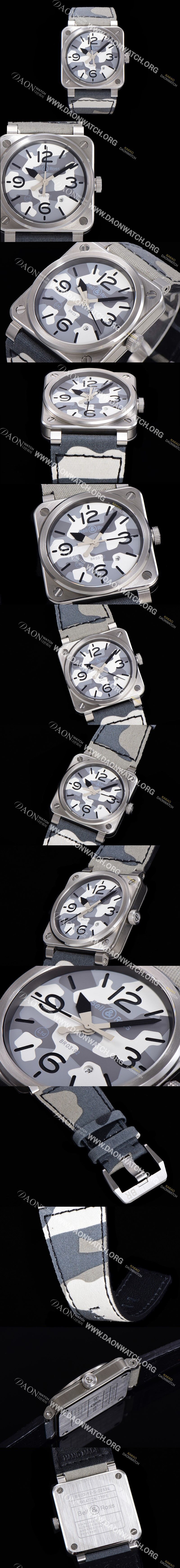 벨앤로즈 BR0392 BAPE Marks 25주년 애디션 오토매틱 ETA2836-2 타입 42mm 남성용시계 나토천 그레이 카모다이얼 bel010707926