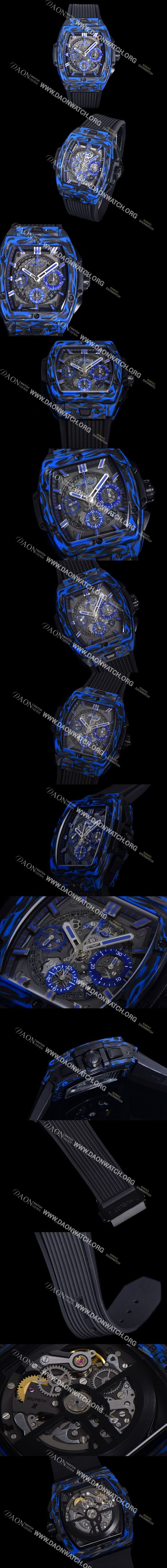 미러급 휴블렛 남성용 스피릿 빅뱅 마스터피스 카본제질  크로노그래프 Hub4700타입 45mm 러버우레탄줄 스켈래톤다이얼 hub1954 Ⅳ