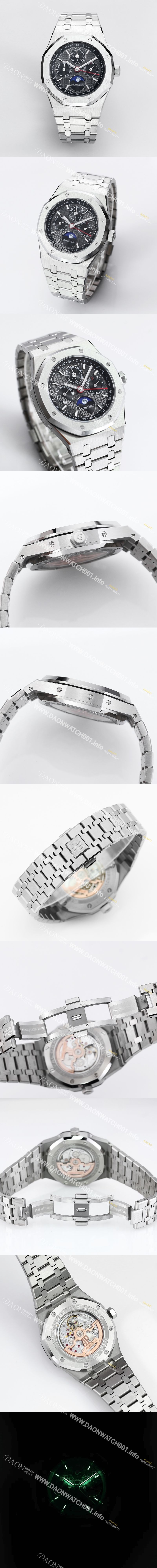 미러급 오데마피게 남성용 로얄오크 26574 퍼페츄얼 캘린더 문페이즈 41mm 다크 그레이 다이얼 신형 5134 오토매틱 무브먼트 AUD4206 Ⅳ