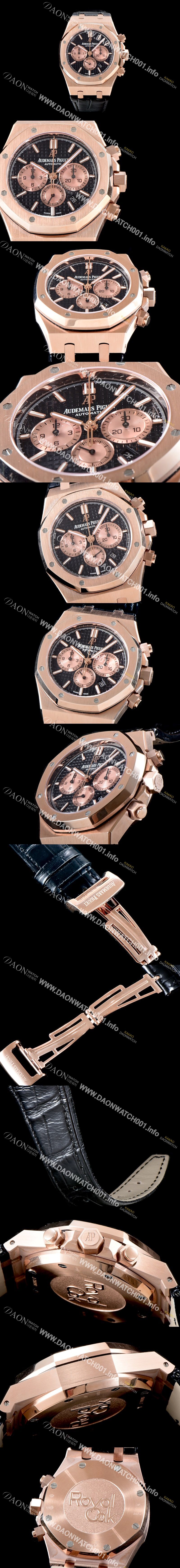 미러급 오데마피게 남성용 NEW 로얄오크 26320OR.OO.1220OR.01 18K 로즈골드 41mm 사이즈 드레스 워치!! 크로노그래프 블랙 와플 다이얼 브레이슬릿 신형 ETA 7750B-2 오토매틱 무브먼트 AUD0120 Ⅳ