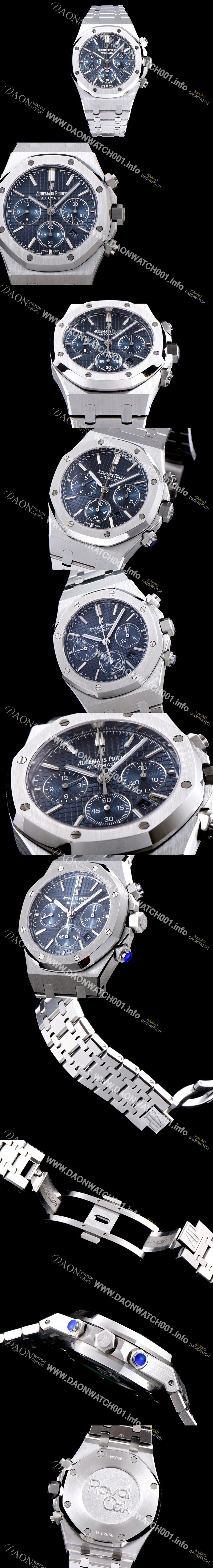 미러급 오데마피게 남성용 NEW 로얄오크 26320ST.OO.1220ST.03 41mm 사이즈 드레스 워치!! 크로노그래프 블루 와플 다이얼 브레이슬릿 신형 ETA 7750B-2 오토매틱 무브먼트 AUD0140 Ⅳ