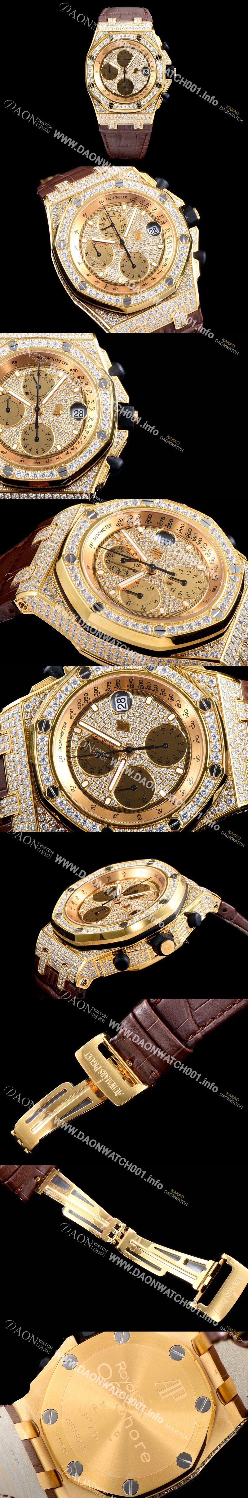 미러급 오데마피게 남성용 로얄오크 오프쇼어 26067OR.ZZ.D002CR.01 크로노그래프 럭셔리다이아 풀페이버 18K옐로우골드 다이얼 오토매틱 무브먼트 AUD0400 Ⅳ