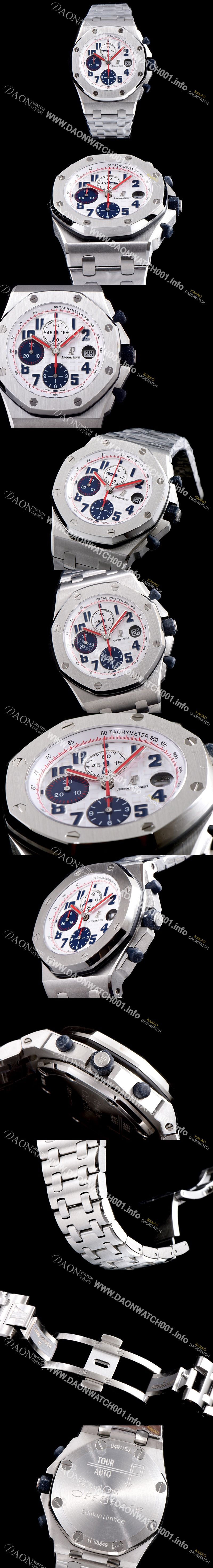 미러급 오데마피게 남성용 로얄오크 오프쇼어 26170ST.OO.D101CR.02 판다 다이얼 에디션!!크로노그래프 화이트 와플 다이얼 브레이슬릿 오토매틱 무브먼트 AUD0214 Ⅳ