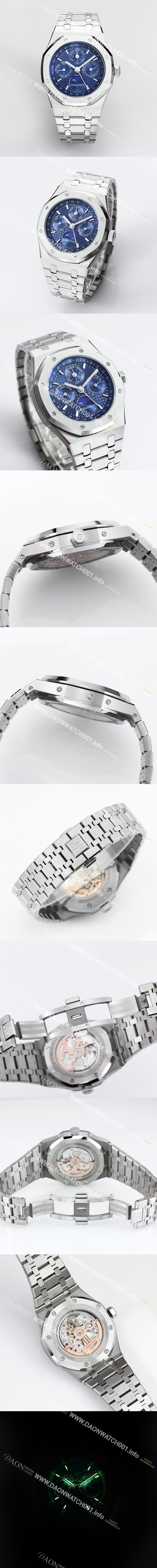 미러급 오데마피게 남성용 로얄오크 26574 퍼페츄얼 캘린더 문페이즈 41mm 블루 다이얼 신형 5134 오토매틱 무브먼트 AUD4201 Ⅳ