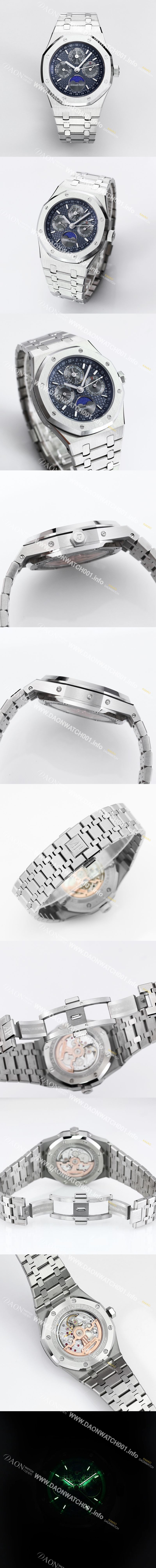 미러급 오데마피게 남성용 로얄오크 26574 퍼페츄얼 캘린더 문페이즈 41mm 다크 블루 다이얼 신형 5134 오토매틱 무브먼 AUD4204 Ⅳ