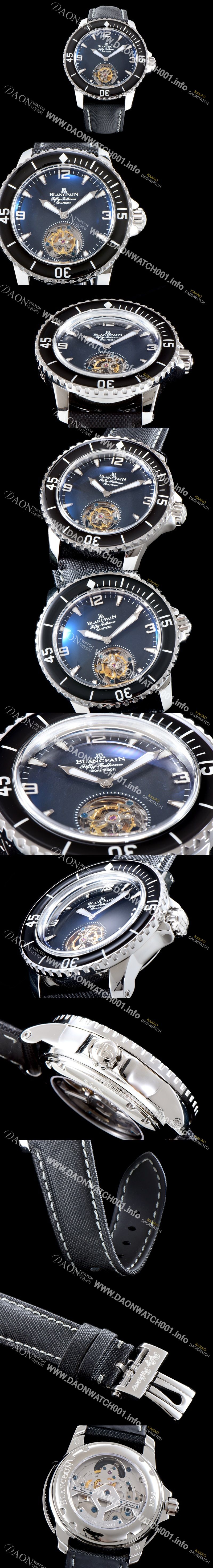 미러급 블랑팡 남성용 피프티 패던스 스켈레톤 뚜르비용!! 고급스러운 18k화이트골드 케이스 블랙&스켈레톤 다이얼 아시안 투어빌론 탑재 무브먼 BLA4254 Ⅳ