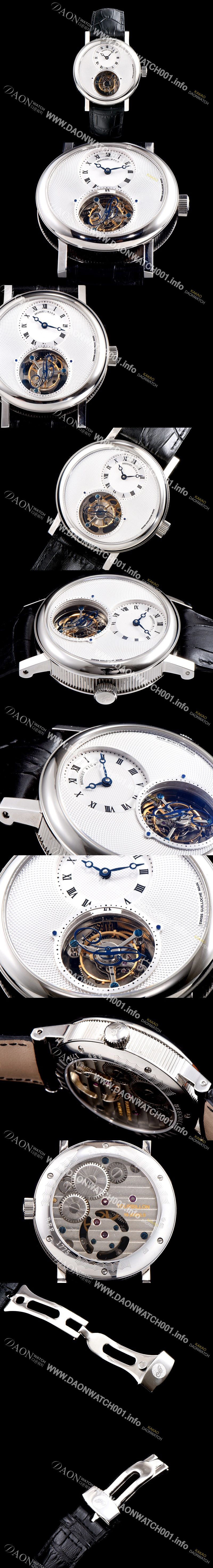 미러급 브레게 남성용 클래식 그랜드 컴플리케이션 5357PT/1B/9V6 리얼 뚜르비용 데이일워치!!화이트 실버 텍스쳐드 다이얼 투어빌론 탑재 무브먼 BRG0401 Ⅳ