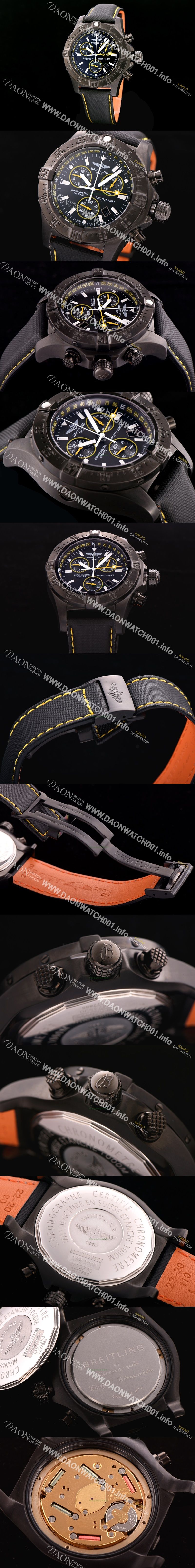 미러급 브라이틀링 남성용 원드라이더 44mm 크로노그라프 쿼츠 블랙다이얼 BRE0400 Ⅳ