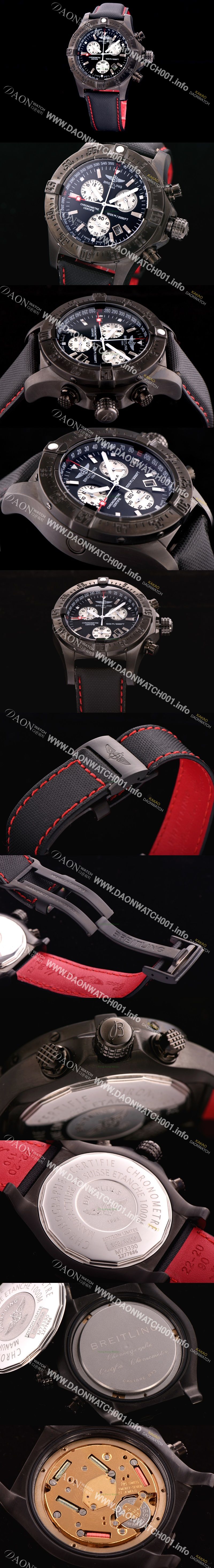 미러급 브라이틀링 남성용 원드라이더 44mm 크로노그라프 쿼츠 블랙다이얼 BRE0401 Ⅳ