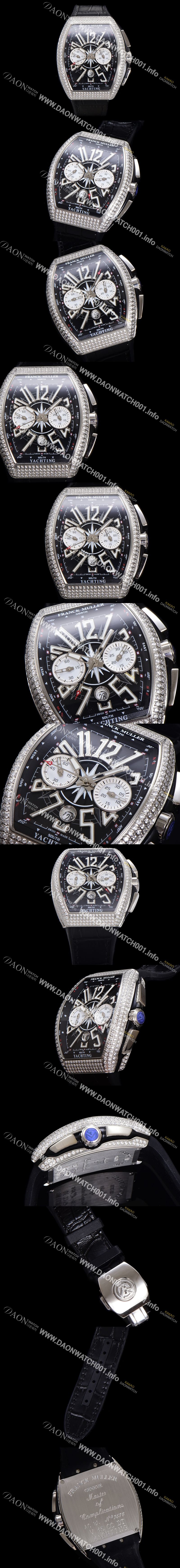 미러급 프랭크뮬러 남성용 뱅가드 다이아셋팅 오토매틱 크로노그래프 7750 타입 44mm 가죽줄 블랙 다이얼 fra8244 Ⅳ