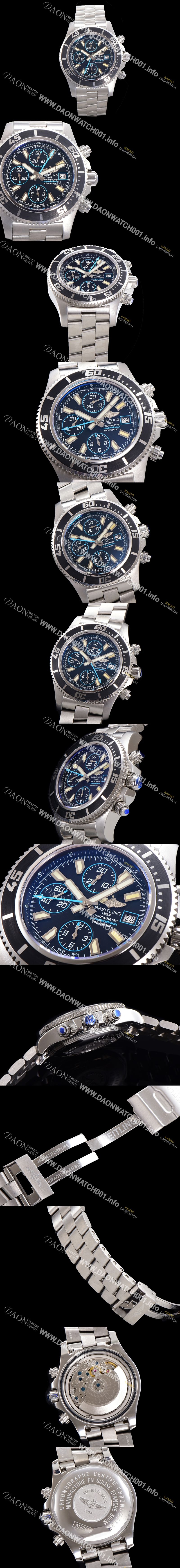 미러급 브라이틀링 남성용 에어로마린 슈퍼오션 어비스 크로노그래프 오토매틱 Eta7750-2 타입 44mm 메탈시계 블랙다이얼 bre4983 Ⅳ