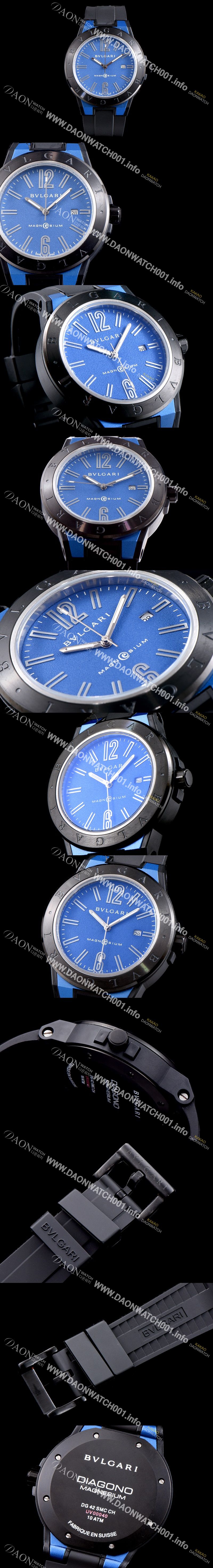 미러급 불가리 남성용 신상품 업데이트!! 디아고노 102364 DG41C3SMCVD 마그네슘 PVD 블루 다이얼 쿼츠 무브먼트 BVL4250 Ⅳ