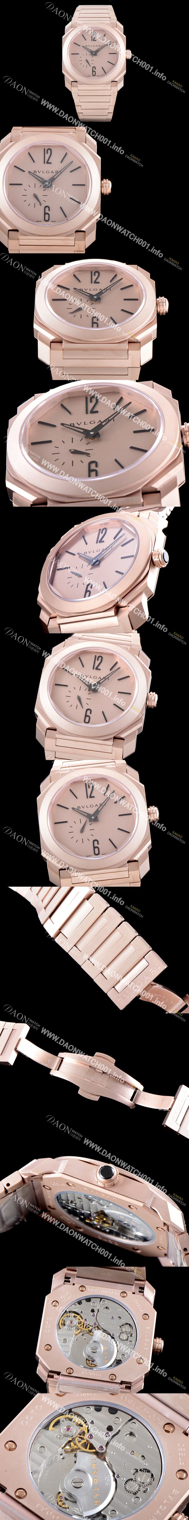 미러급 불가리 남성용 옥토 피니씨모 102912 18K 로즈골드 티타늄 샌드 블래스팅 골드 다이얼 스몰 세컨즈 오토매틱 무브먼트 BVL4308 Ⅳ