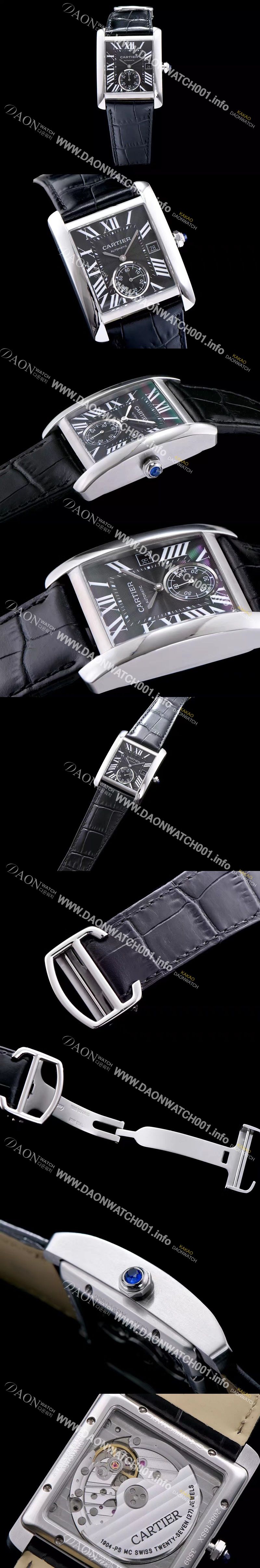 미러급 까르띠에 남성용 탱크 블랙 다이얼 오토매틱 무브먼트 CAR0013 Ⅳ