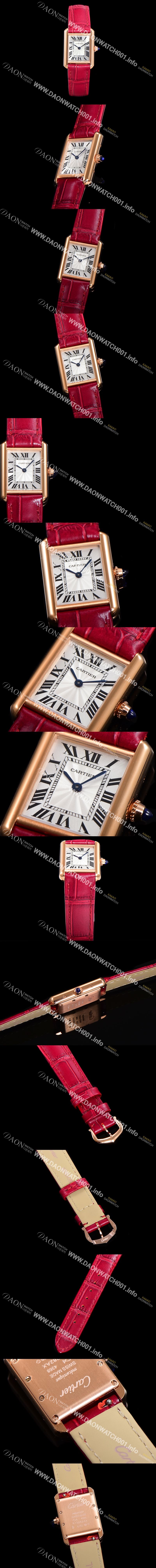 미러급 까르띠에 여성용 탱크 WGTA0010 쥬얼 18K 로즈골드 화이트 실버 썬더스트 다이얼 쿼츠 무브먼트 car69352 Ⅳ