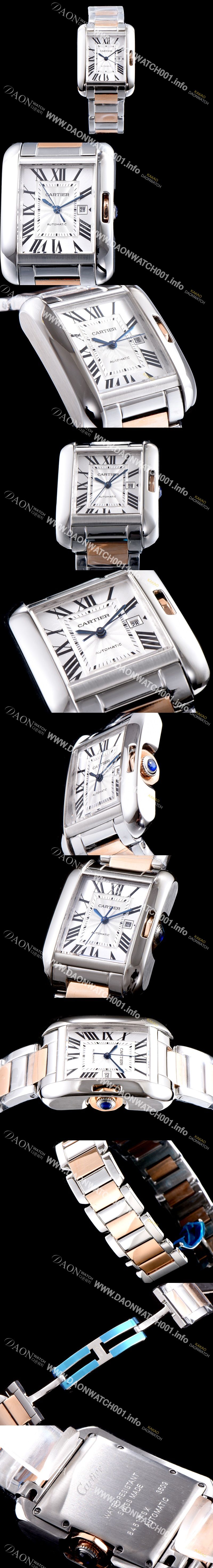 미러급 까르띠에 남성용 탱크 W5310007 화이트 다이얼 쿼츠 므브먼트 CAR0531 Ⅳ