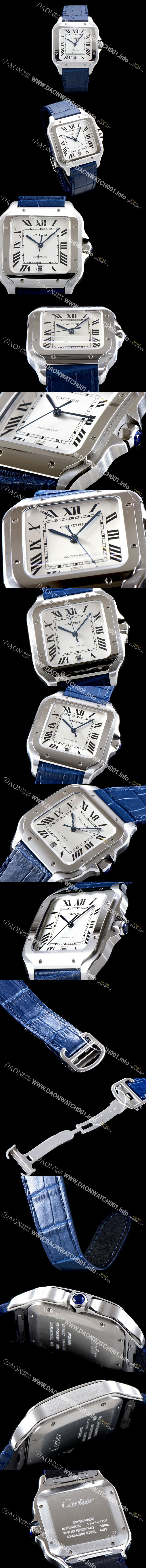미러급 까르띠에 남성용 산토스 드 까르띠 WSSA0009 라지 모델-데이트 정품 동일 사이즈 실버 마감 오팔린 다이얼 오토매틱 무브먼트 CAR4003 Ⅳ