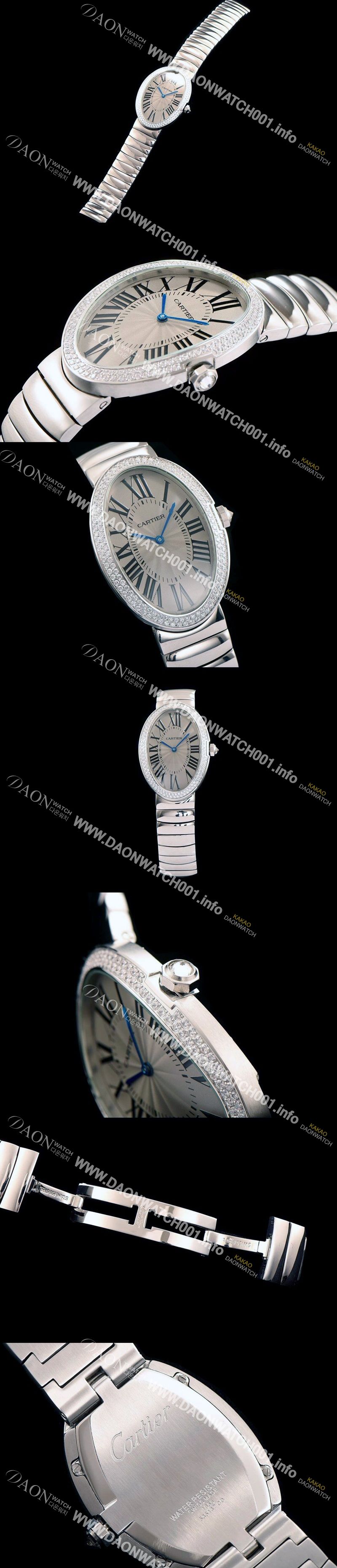 미러급 까르띠에 여성용 베누아 스위스 쿼츠 다이아몬드 실버 베젤 그레이 다이얼 CAR0010 Ⅳ