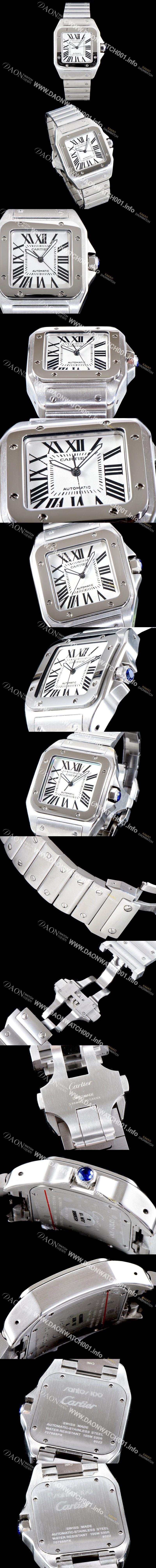 미러급 까르띠에 남성용 산토스 시리즈 100 W200737G  베스트 에디션 화이트 다이얼 브레이슬릿 오토매틱 무브먼트 CAR0004 Ⅳ