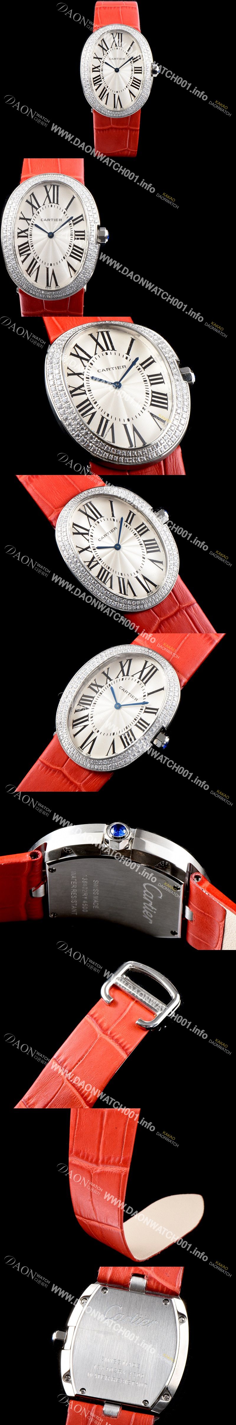 미러급 까르띠에 여성용 베누아 스위스 쿼츠 쥬얼리 베젤 화이트 다이얼 CAR0301 Ⅳ