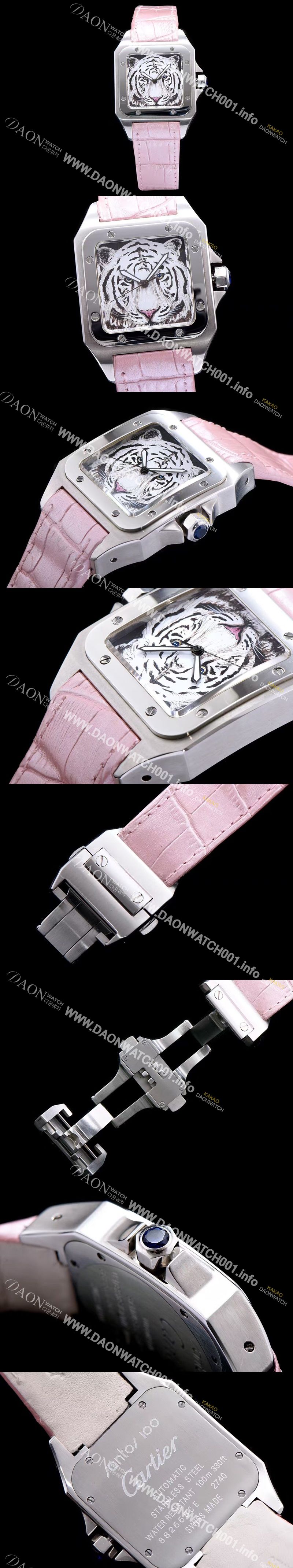 미러급 까르띠에 남성용 산토스 시리즈 백호 다이얼 쿼츠 무브먼트 CAR0505 Ⅳ