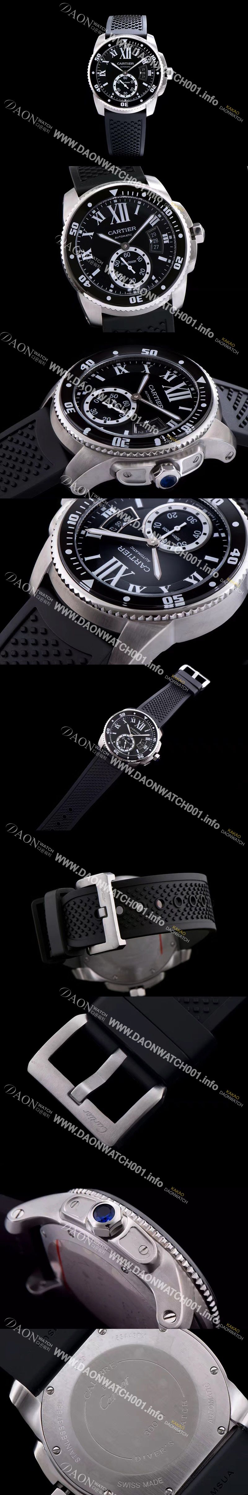 미러급 까르띠에 남성용 칼리브 드 까르띠에 다이버 블랙 다이얼 오토매틱 무브먼트 CAR0121 Ⅳ