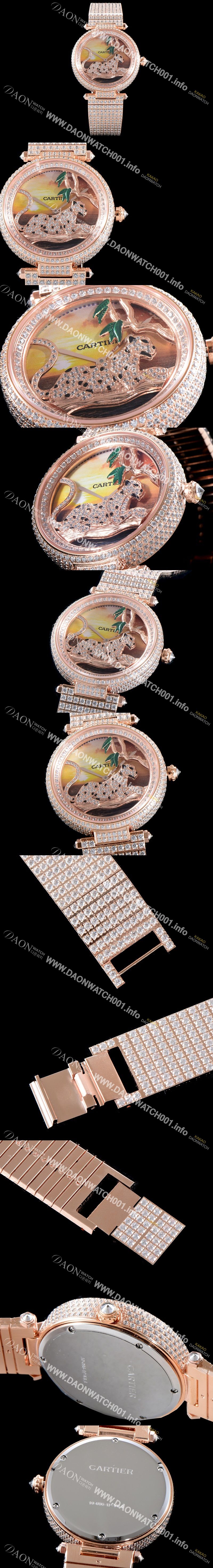 미러급 까르띠에 남성용 팬더 오 끌레르 드 륀 드 까르띠에 워치!! HPI00970 매뉴팩처 다이얼 브릴리언트 컷 다이아몬드 18K 로즈골드 스위스 쿼츠 무브먼 CAR4040 Ⅳ