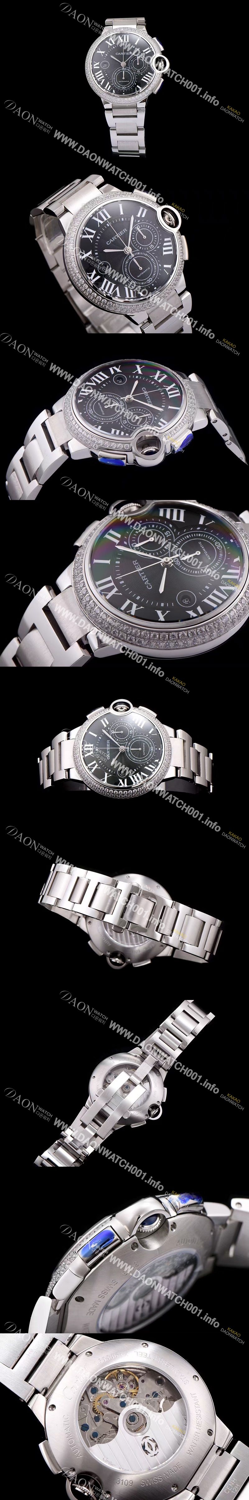 미러급 까르띠에 남성용 발롱블루 드 까르띠에 WE902001블랙 다이얼 크로노그래프 7750-2 오토매틱 무브먼트 CAR0113 Ⅳ