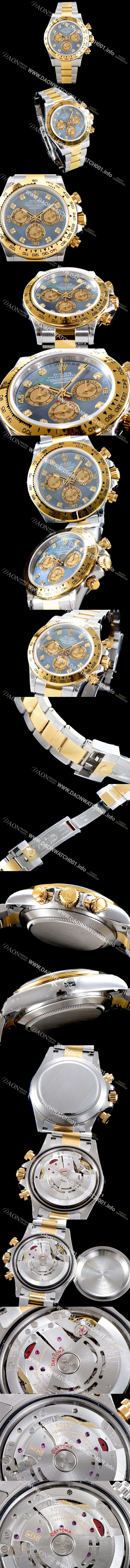미러급 로렉스 남성용 Cal. 4130 무브 UP!! 코스모그래프 데이토나 18K 옐로우골드 콤비 진주자개 다이얼 크로노그래프 오토매틱 무브먼트 ROL0520 Ⅳ