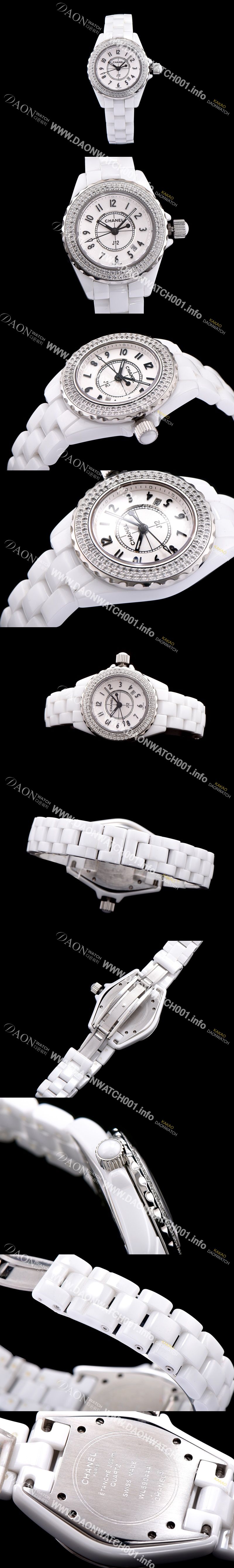 미러급 샤넬 여성용 제이12 H0967 신상모델! 100%세라믹 소재 최상급 쥬얼 셋팅 베젤 화이트 다이얼 세계적 범용 쿼츠 무브먼트 CHA0411 Ⅳ