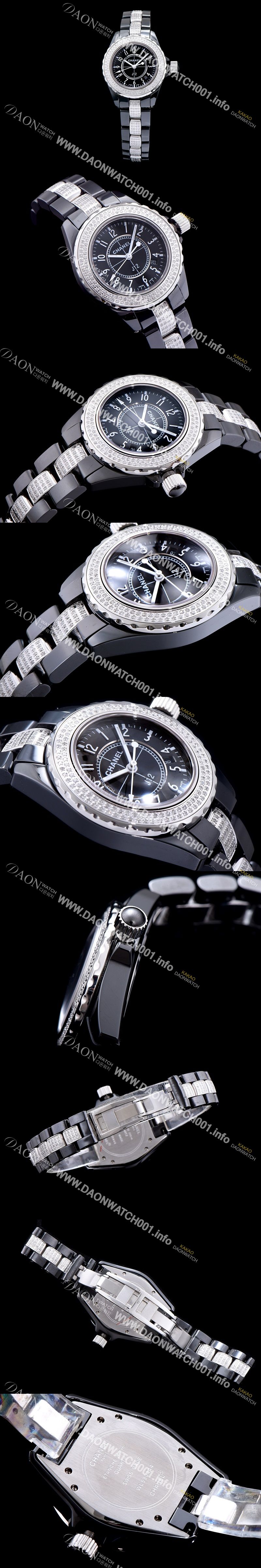 미러급 샤넬 남성용 J12 블랙 세라믹 쿼츠 남아프리카 다이아몬드 베젤 베스트 에디션 블랙 다이얼 CHA0425 Ⅳ