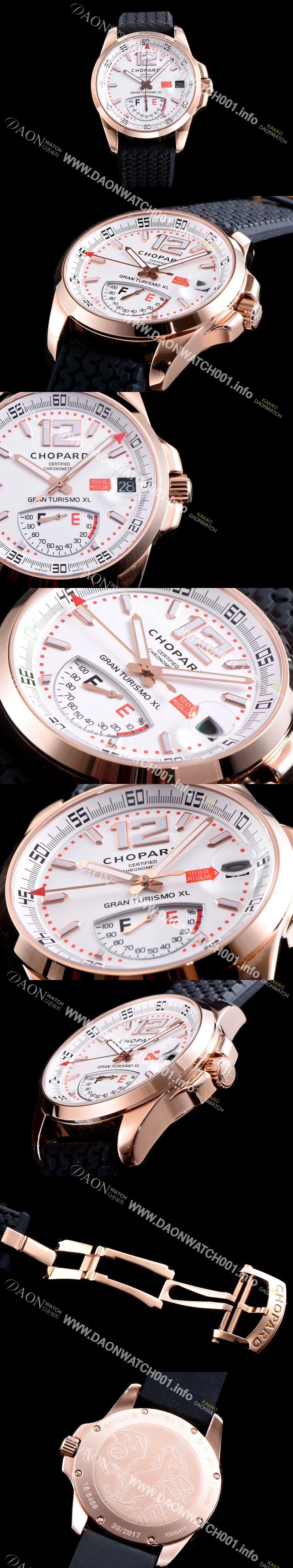미러급 쇼파드 남성용 클레식 레이싱 161272-5001 밀레 밀레밀리아 1000 모델 18k 로즈골드 화이트 다이얼 ETA 2824-2오토매틱 무브먼 CHO0405 Ⅳ