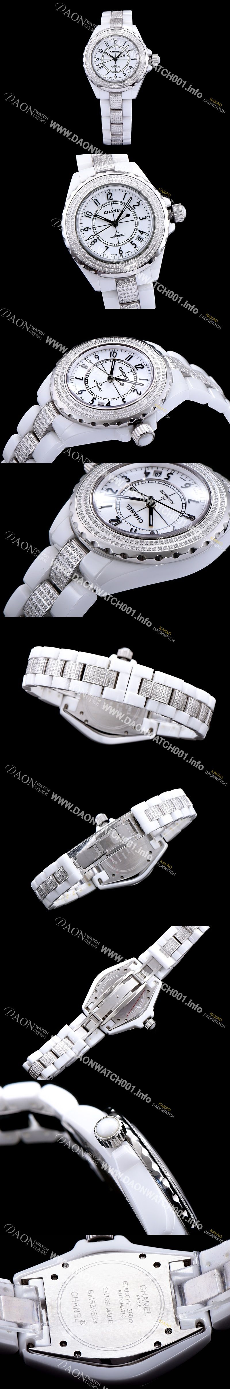 미러급 샤넬 남성용 J12 화이트 세라믹 오토매틱 남아프리카 다이아몬드 베젤 베스트 에디션 화이트 다이얼 ETA-2824 CHA0421 Ⅳ