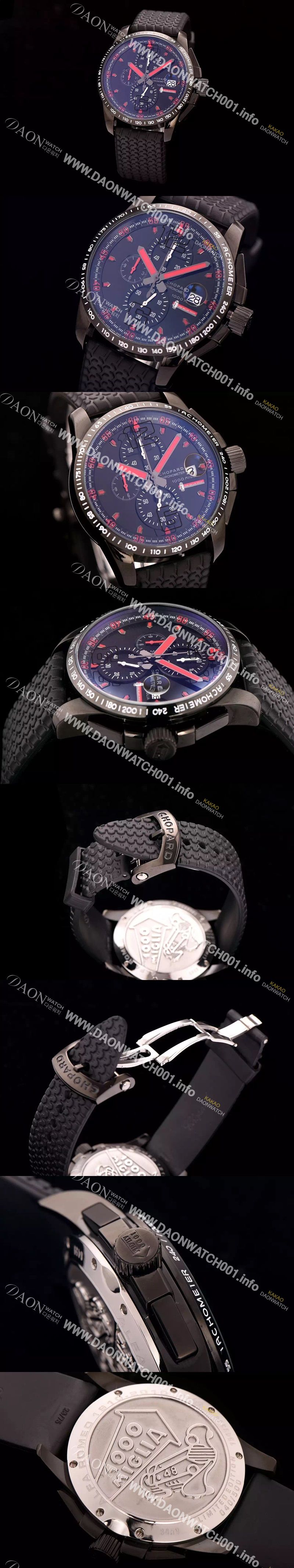 미러급 쇼파드 남성용 클레식 레이싱 밀레 밀레밀리아 1000 모델 크로노그래프 블랙 다이얼 일본산 쿼츠 무브먼 CHO0412 Ⅳ