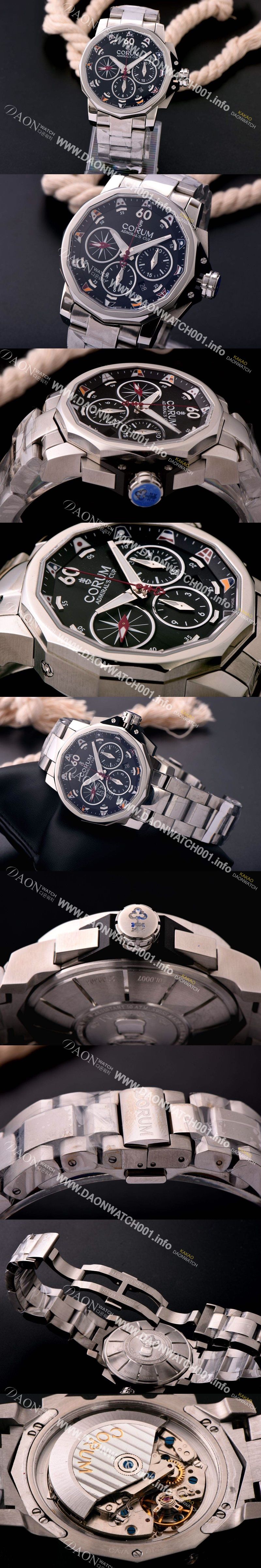 미러급 코럼 남성용 어드미럴 컵 첼린져 44 크로노그래프 블랙다이얼 COR012 Ⅳ