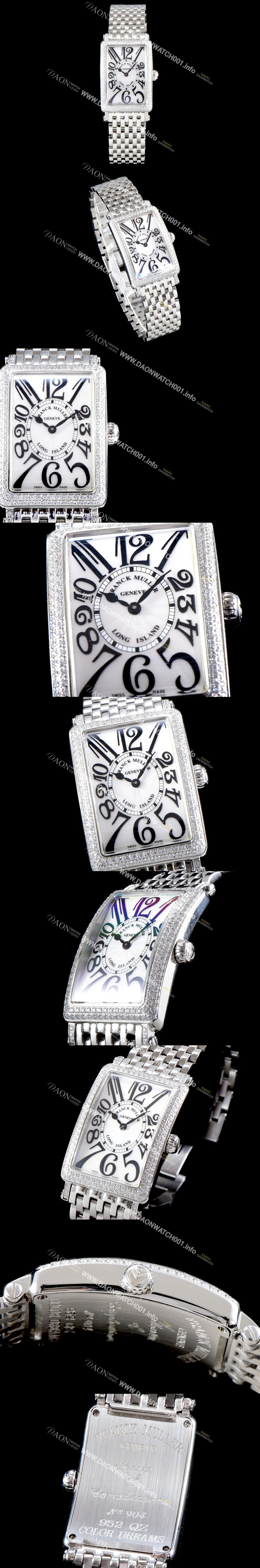 미러급 프랭크뮬러 여성용 롱아일렌드 952 QZ 컬력션 쥬얼셋팅 케이스 화이트 썬더스트 다이얼 스위스 쿼츠 무브먼트 FRA0425 Ⅳ