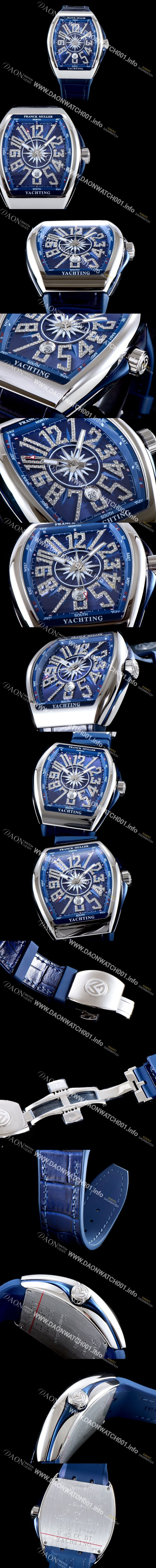 미러급 프랭크 뮬러 남성용 마스터 컴플리케이션 V 45 SC DT YACHTING 5N 뱅가드 요팅!! 다이아몬드 셋팅 인덱스 블루 다이얼 스위스 ETA 2824-A2오토매틱 FRA0455 Ⅳ