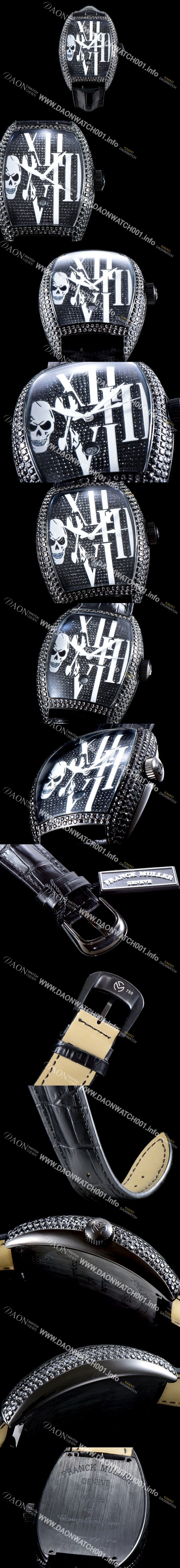 미러급 프랭크 뮬러 남성용 인피니티 2267 QZ COL DRM 스컬 워치!! 풀 블랙 다이아셋팅 PVD 코팅 케이스 오토매틱 무브먼트 FRA0400 Ⅳ