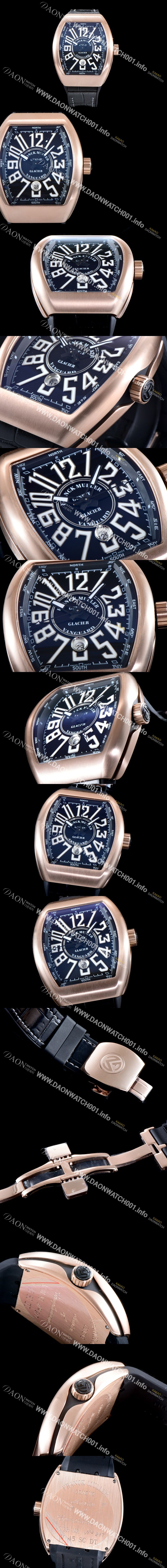 미러급 프랭크 뮬러 남성용 마스터 컴플리케이션 V45 SC DT YACHTING 5N 뱅가드 요팅!! 고급스러운 18K로즈골드 케이스 블랙 다이얼 스위스 ETA 2824-A2오토매틱 FRA0453 Ⅳ