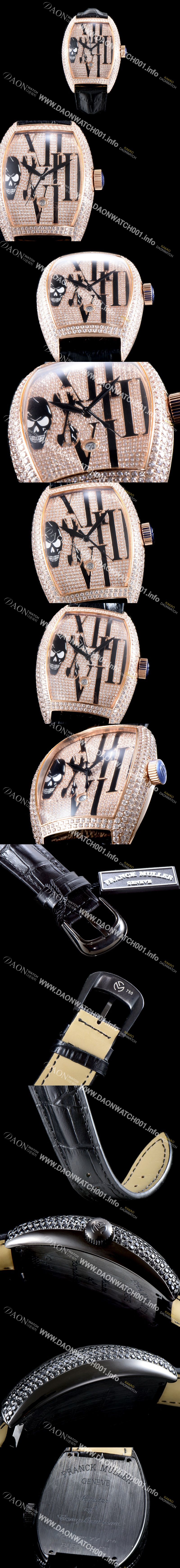 미러급 프랭크 뮬러 남성용 인피니티 2267 QZ COL DRM 스컬 워치!! 풀 다이아셋팅 18k 로즈골드 오토매틱 무브먼트 FRA0400 Ⅳ