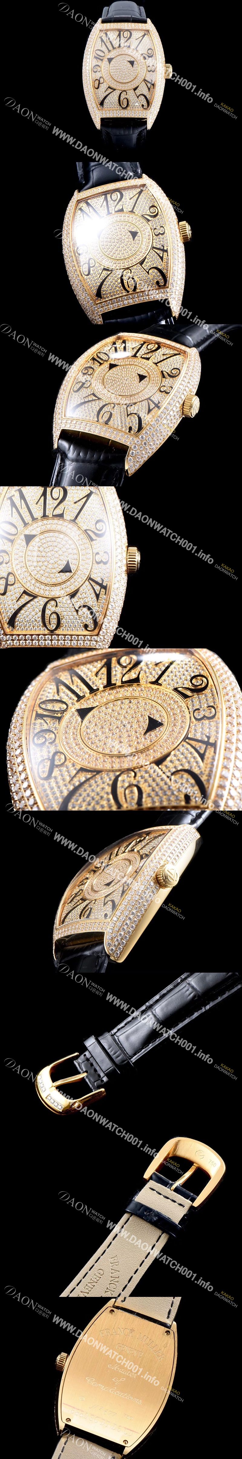 미러급 프랭크 뮬러 남성용 화려함 극대화!!카사블란카 7850 DM D CD 더블 미스터리 최상급 퀄리티 쥬얼 옐로우골드 다이아몬드 풀 셋팅 스위스 ETA 2824-A2 오토매틱 무브먼트 FRA0430 Ⅳ