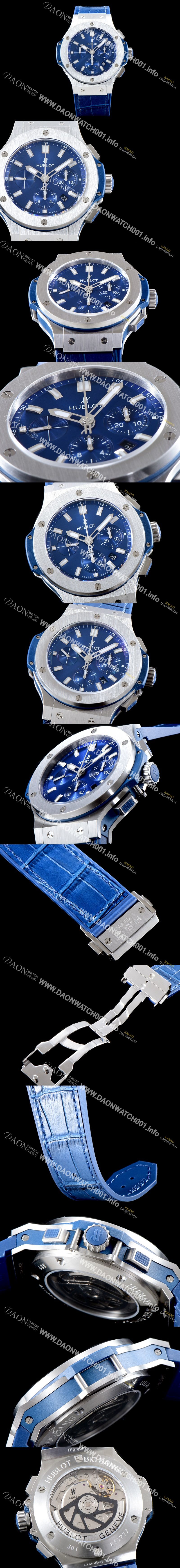 미러급 휴블렛 남성용 신제품 빅뱅 301.SX.7170.LR 44 스틸 블루 에디션!! 44MM 크로노그래프 선레이 새틴-피니시 블루 다이얼 Caliber HUB 4100 타입 무브먼트 HUB0210 Ⅳ