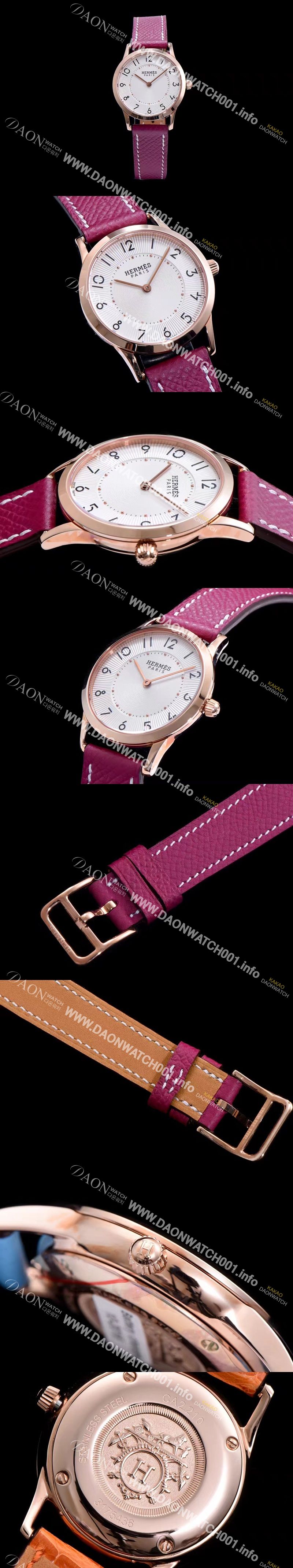 미러급 에르메스 남성용 슬림 데르메스 W041767WW00 화이트 다이얼 춰츠 무브먼트 HEM4200 Ⅳ