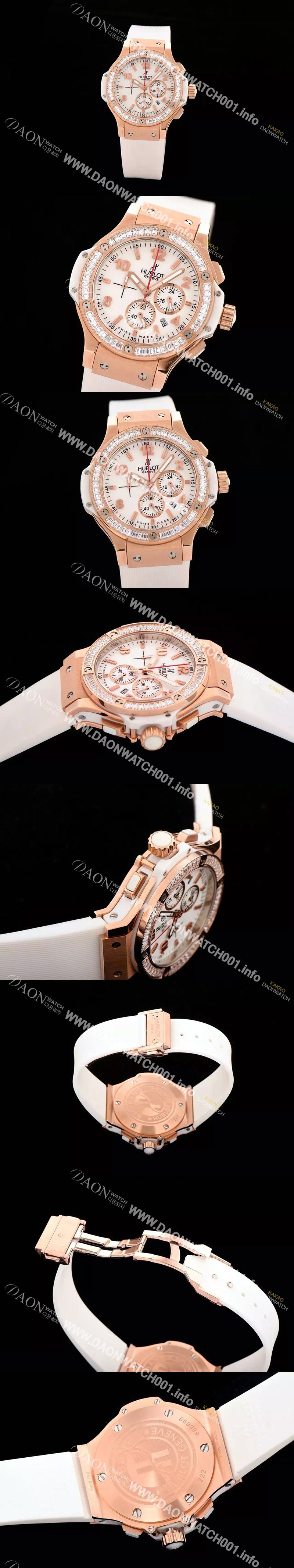 미러급 휴블렛 여성용 빅뱅 에볼루션 쿼츠 다이아몬드 버젼 화이트다이얼 HUB4200 Ⅳ