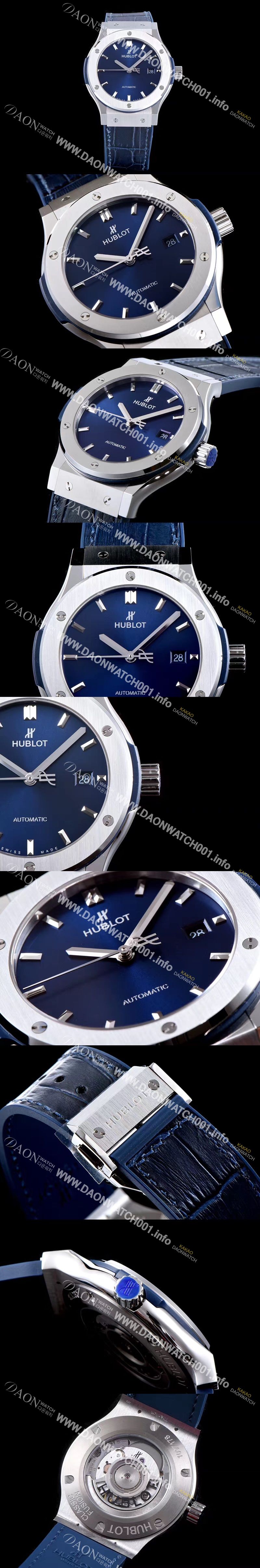 미러급 휴블렛 남성용 NEW 클레식 퓨전 511.NX.7170.LR 논그로노형 33MM 블루 다이얼 오토매틱 무브먼트 HUB0203 Ⅳ