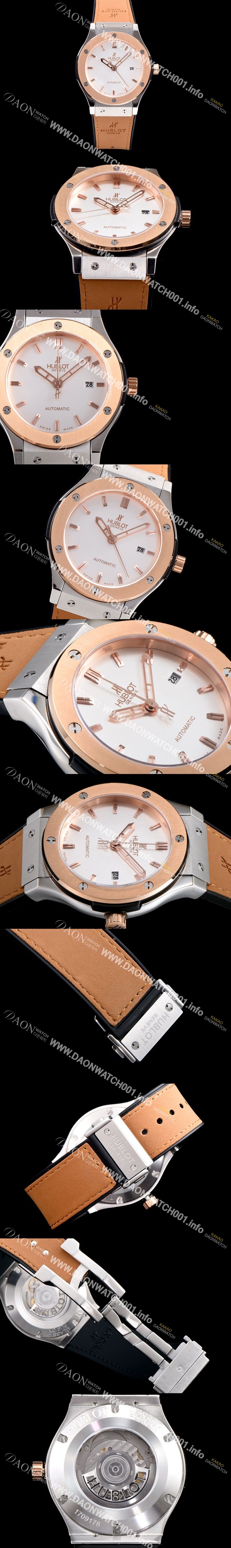 미러급 휴블렛 남성용 클레식 퓨전 511.NO.1180.LR 18K 로즈골드 투톤콤비 케이스 화이트 다이얼 오토매틱 무브먼트 HUB0200 Ⅳ