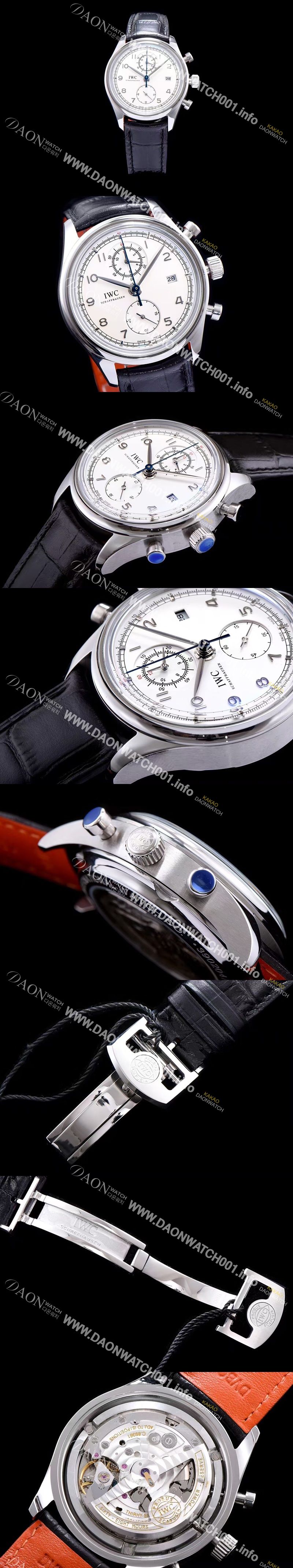 미러급 아이더블유씨 남성용 포루투기즈 칼리버 IW390403 클래식 모델 크로노그래프 화이트 다이얼 오토매틱 무브먼트 IWC0101 Ⅳ