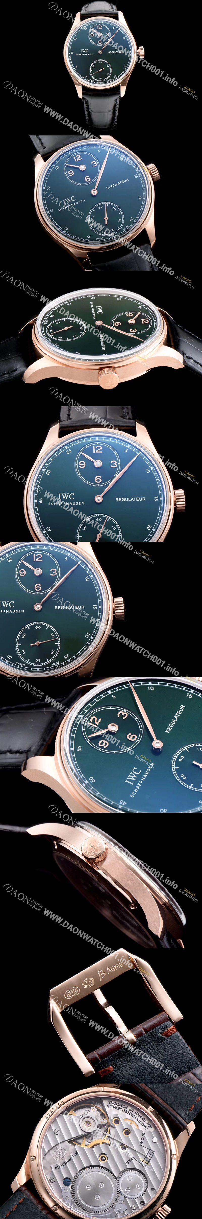 미러급 아이더블유씨 남성용 포르투기즈 IW544402모델 18k 로즈골드 그린 다이얼 IWC0101 Ⅳ