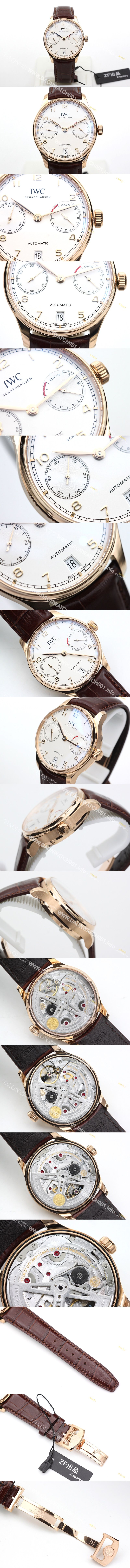 미러급 아이더블유씨 남성용 포루투기즈 IW500701 오토매틱 7데이즈 스틸 로즈골드 화이트다이얼 IWC0405 Ⅳ